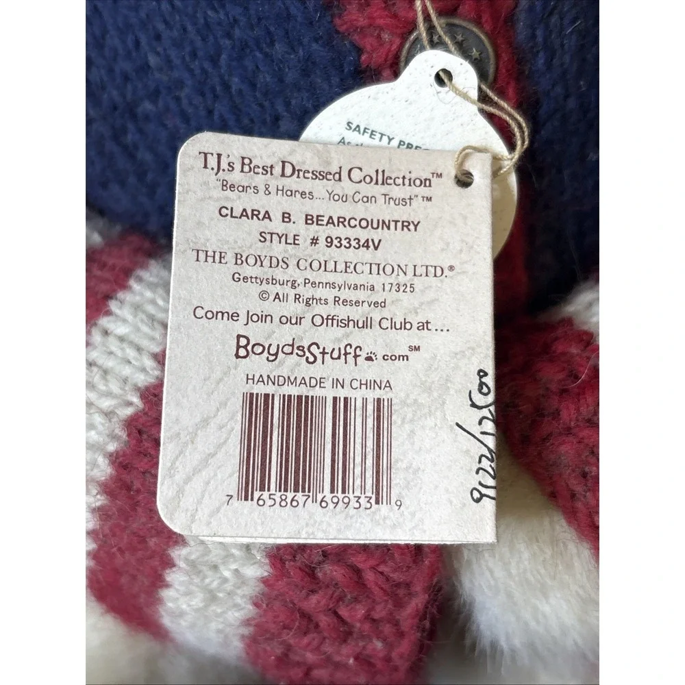 Boyds BEARS CLARA B BEARCOUNTRY STYLE 93334V Patriotic 9122/12500 Americana